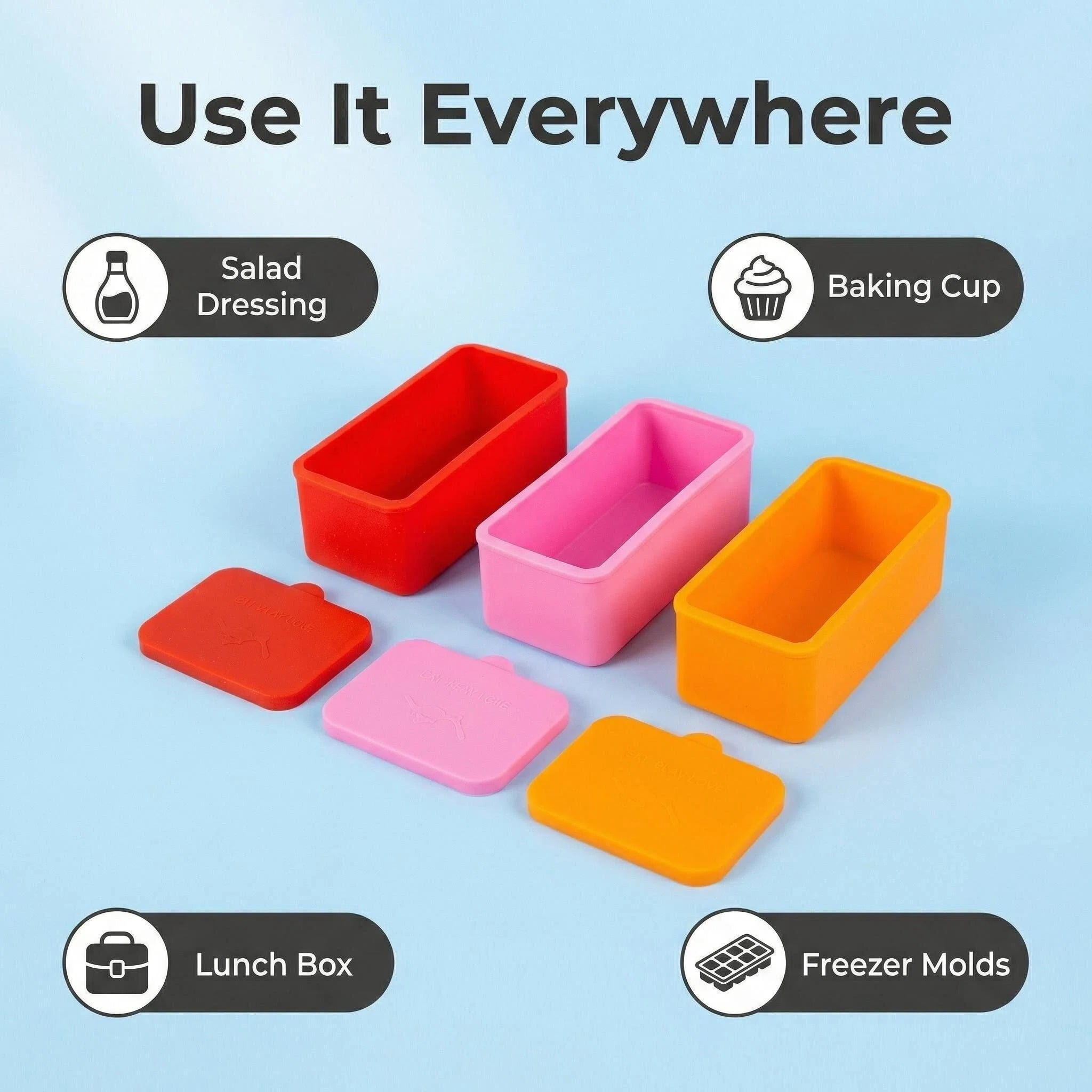 MEYYOI Silicone Stackable Leak-Proof BPA Free Dishwasher Microwave Oven Safe Bento Boxes 3 Count