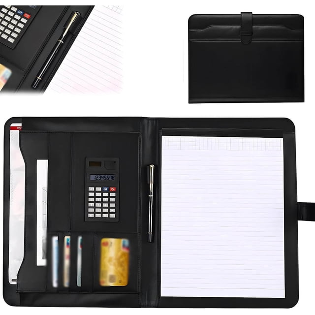 Carpeta Portafolio Profesional, Carpeta de Documentos, Carpeta Organizadora con Calculadora y Almohadilla de Escritura, para Presentación, Tarjetas de Visita, Oficina Trabajo Uso.
