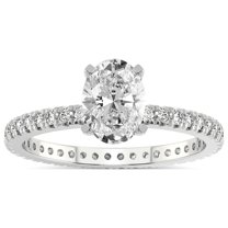 5 Carat IGI Certified Oval Shape Lab Grown Diamond Engagement Ring | 14K White Gold | Claire Full Eternity Diamond Ring | FG-VS1-VS2 Quality Friendly Diamonds