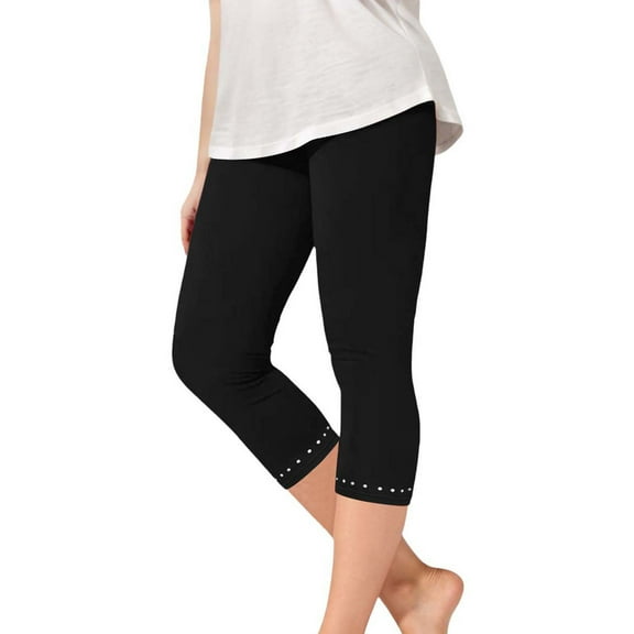 ZACPNCV Capri Leggings for Girls 3/4 Length High Waisted Yoga Pants Elastic Comfy Summer Travel Casual Cropped Solid Capris Black 2-3 Years