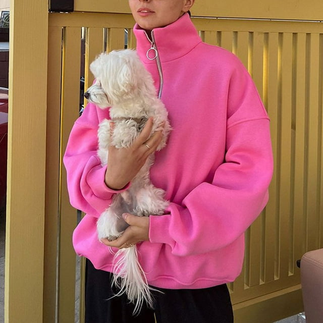 2023 Sweat-Shirt Mode pour Femmes 50% de Réduction Liquidation Col Rabattu Fermeture Éclair Pull Europe Amérique Hiver 2023 Nouvelle Tendance Rue Ample Décontracté Paresseux Fermeture Éclair Pull