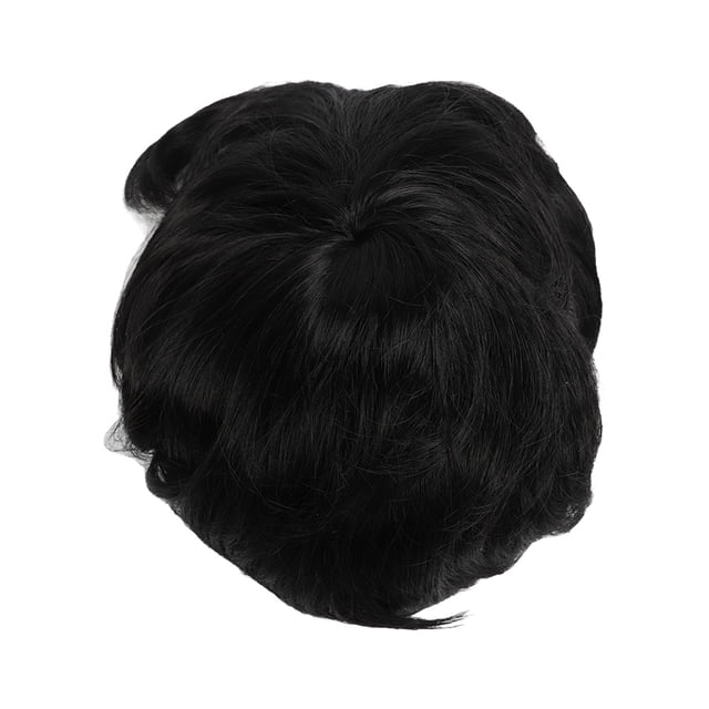 Peluca de parte media ANGGREK Pelucas Completas Sintéticas Masculinas Negras Realistas Mullidas Resistentes Al Calor Multifuncionales para Fiesta de cosplay