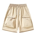 thumbnail image 3 of Camouflage Cargo Shorts for Men Multi Pockets Twill Elastic Waistband Shorts Drawstring Ripstop Straight Leg Cargo Shorts Casual Lightweight Summer Hiking Outdoor Outfit,Brown XL, 3 of 4
