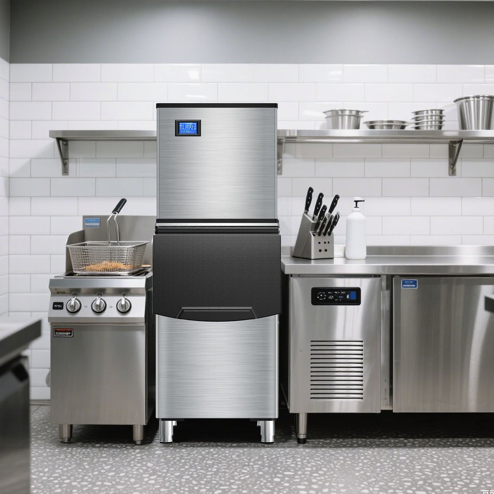 TITTLA 550 lbs/24-Hours Split Commercial Freestanding Ice Maker in Silver Industrial Ice Machine, 300Lbs Storage, Ice Ready in 11-20min Two packages 234 Ice Cubes/Cycle