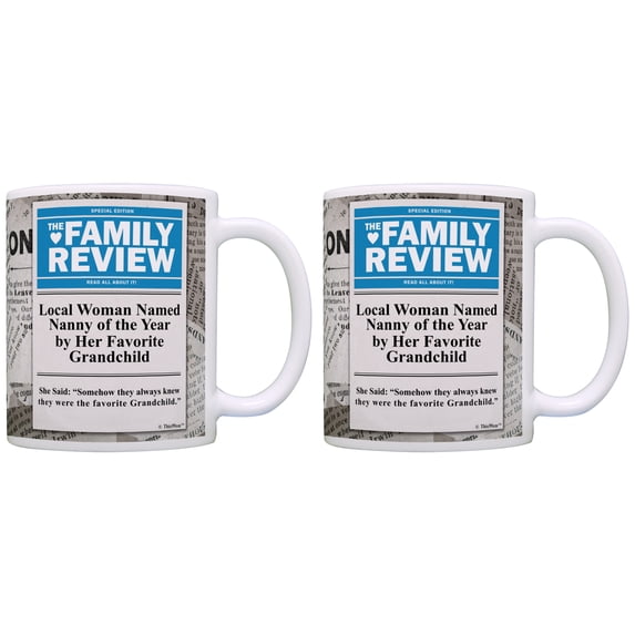 ThisWear Gifts for Nanny Named Nanny of Year By Favorite Grandchild 11 ounce 2 Pack Coffee Mugs News