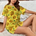 thumbnail image 4 of Balery Floral Sunflowers Pattern Womens Pajama Sets 2 Piece Soft Short Sleeve Top and Shorts Sleepwear Round Neck Pjs Lounge Set with Pockets-X-Large, 4 of 7