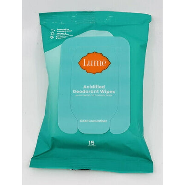 Lume Acidified Deodorant Wipes 15 Count NEW FORMULA