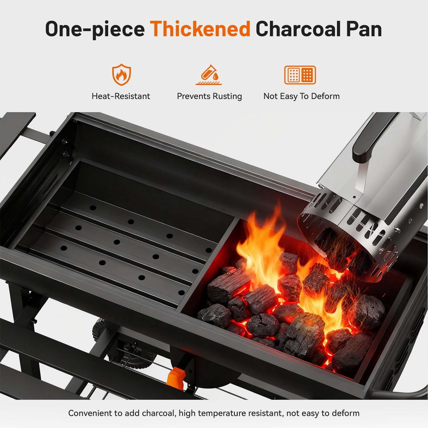 KEYO GRILL 537 SQ in Charcoal Grill with Foldable Side Shelf,Removable Ash Pan for Backyard,Black