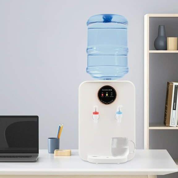 Hot and Cold Water Dispenser, Countertop Water Cooler Dispenser 5 Gallon, Top Loading Water Dispenser for Home Office Coffee Tea Bar Dorm (White)