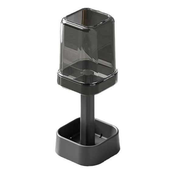 Bathroom Toothbrush Holder with 3 Compartments, Movable Tray, Dust & Water-Proof Cover, and 360° Rotating Base for Organized Countertops
