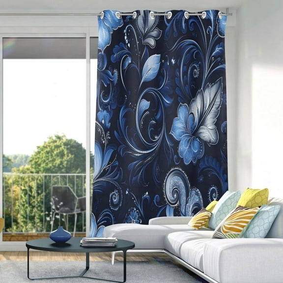 Paisley Floral Blackout Curtains 84"x52" Thermal Insulated Curtain 1 Panel