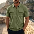 thumbnail image 4 of SAWOBUUN Men's Texture Zip Front Jacket Short Sleeve Collared Sport Top Casual Athletic Outerwear, 4 of 7
