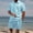 Light Blue, variant on WWV Mens Matching Shirt and Shorts Set Lapel Short Sleeve Button Shirt Elastic Waist Shorts Outfits Solid Color Stylish Loose Fit Holiday Leisure Suit Black L