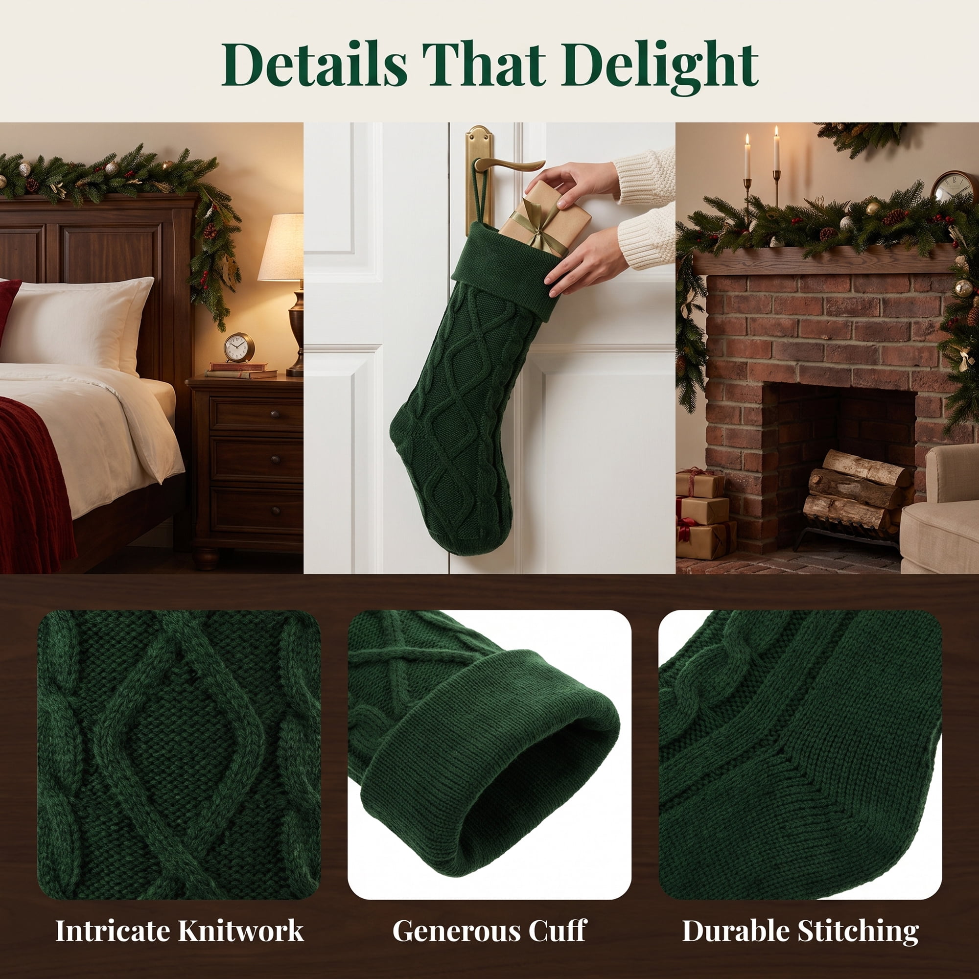 Unique Bargains Luxurious Velvet Bowknot Christmas Stocking Green 18"