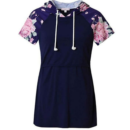 

Maternity Tops Short Sleeve Breastfeeding Shirt Pregnant Women Clothes Short-sleeved T-shirt Hooded Breastfeeding Clothes