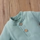 thumbnail image 4 of Body Para Bebé, Conjunto De Canastilla, Monos Para Niños Pequeños, Niñas Recién Nacidas, Niños, Pantalones Elásticos Sólidos Acanalados, Conjunto De Trajes, Verde Menta Odeerbi  LM103-3052, 4 of 9