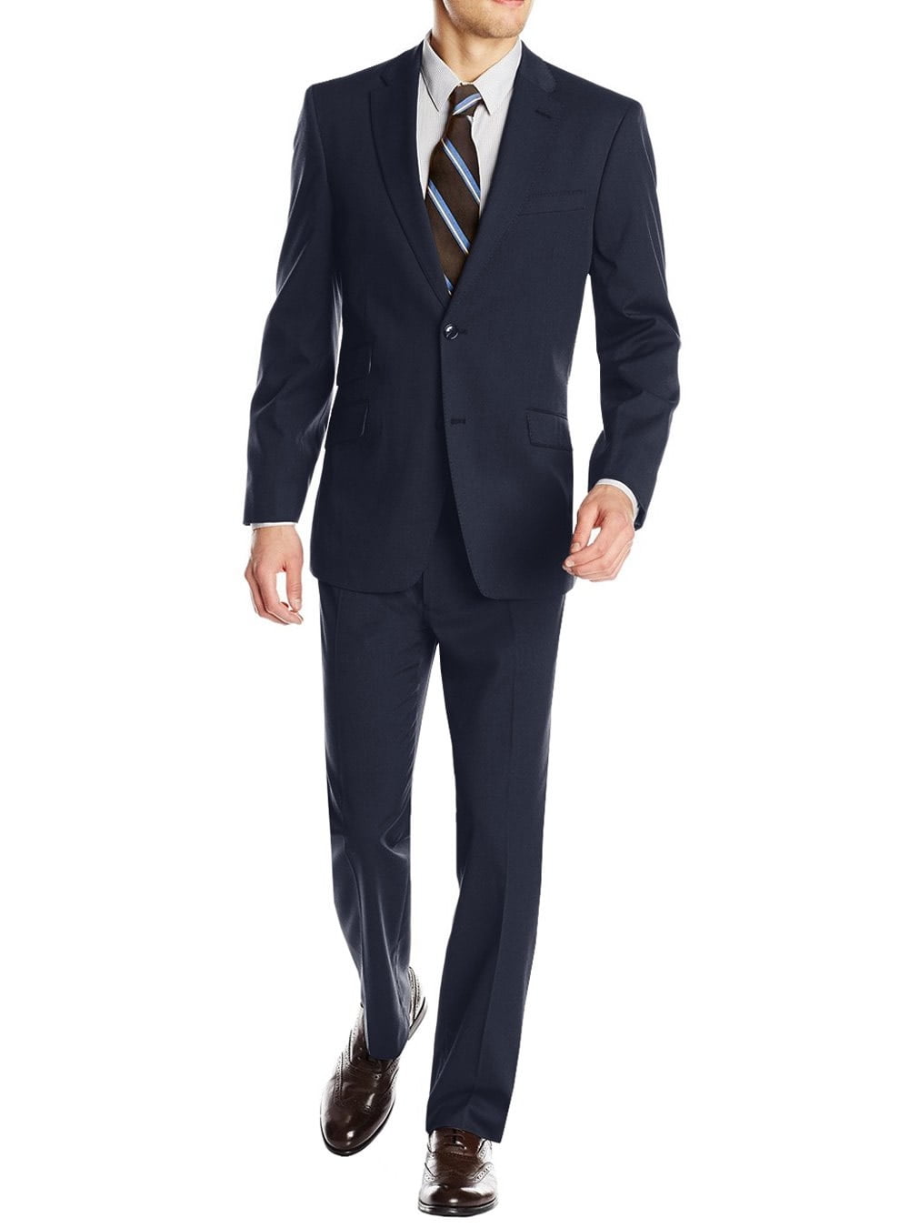 DTI GV Executive Mens 2 Button Italian Wool Suit Set Faint Herringbone Piece 