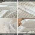 thumbnail image 3 of MooMee Striped Duvet Cover Set Queen 100% Washed Cotton Linen Like Textured Breathable 3-Piece (White& Cornflower Blue Wide Stripes), 3 of 6