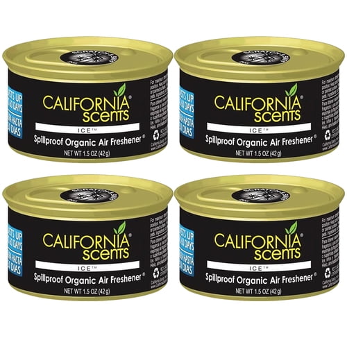 California Scents Car Air Freshener Home Office Scent Ice Spillproof Can 4 Pack