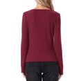 thumbnail image 3 of INSPIRE CHIC Knit Top for Women's Long Sleeve Button Fitted Solid Casual Blouse XS Red, 3 of 6