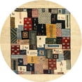 thumbnail image 1 of Ahgly Company Indoor Round Contemporary Reddish Brown Abstract Area Rugs, 4' Round, 1 of 6