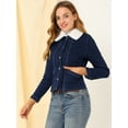 thumbnail image 3 of INSPIRE CHIC Women's Sherpa Collar Button Down Long Sleeve Short Denim Jacket, 3 of 6