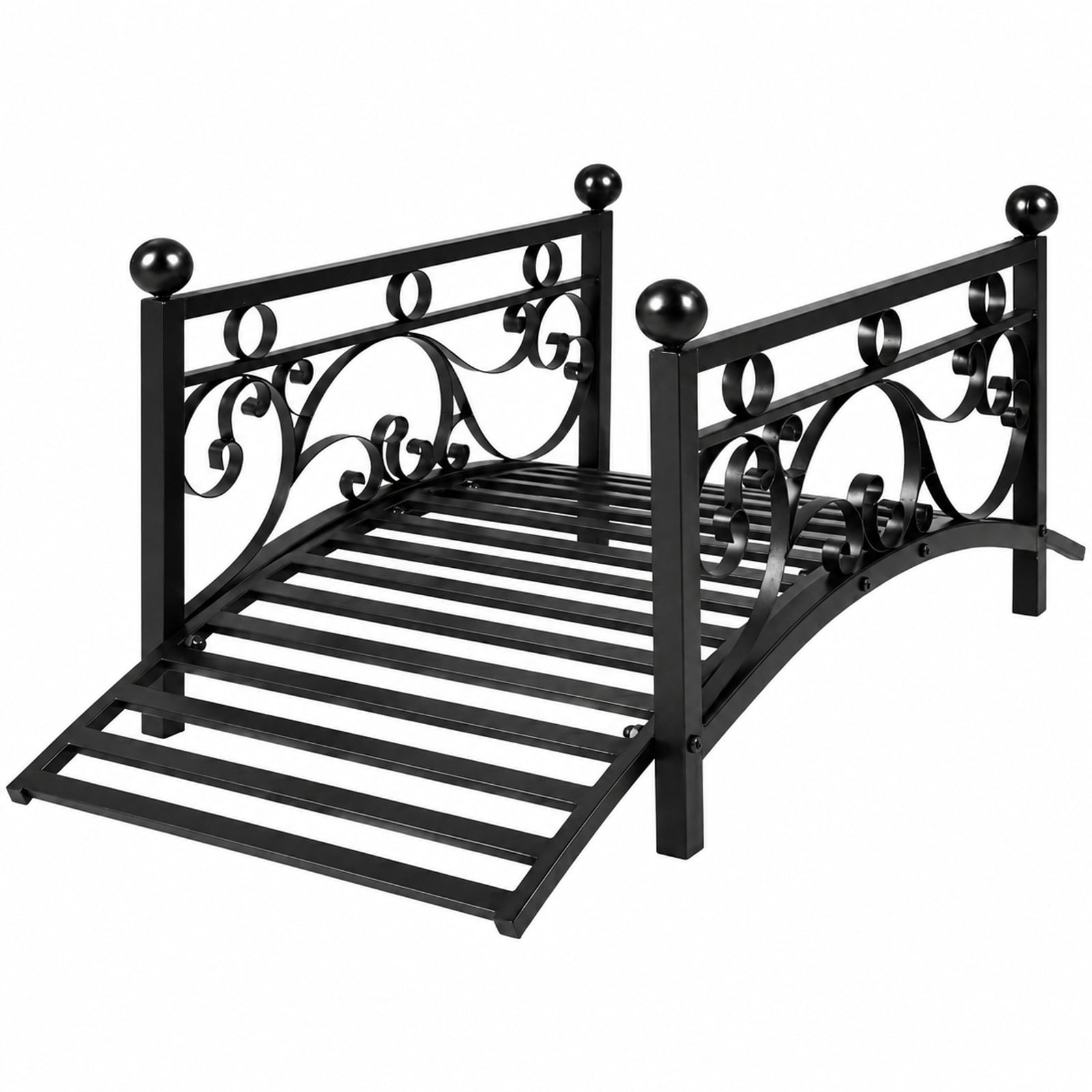 Vebreda 3.3 ft Garden Metal Bridge with Dual Patterned Side Rails | Weather-Resistant Outdoor Garden Decor