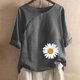 thumbnail image 2 of Blusas de Manga Corta para las Mujeres Impresas Cuello Redondo Camiseta Casual, Blusa de Algodón de Imitación para las Mujeres, 2 of 4