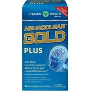 Vitamin World NeuroClear Gold Plus 90 Softgels, Phosphatidylserine, DHA, Ginkgo Biloba, Supports Brain and Mental Focus, Rapid-Release, Gluten Free