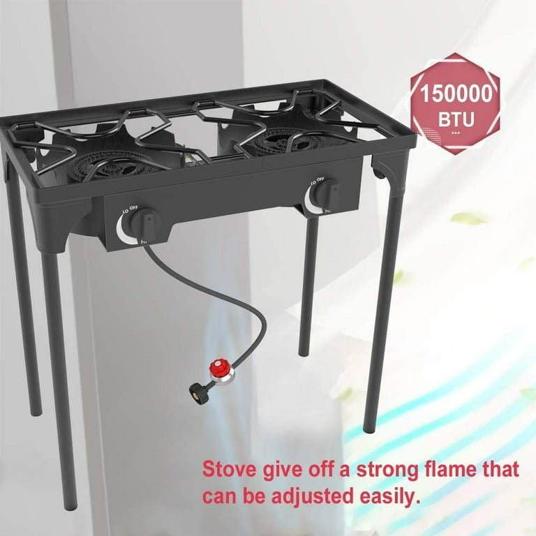 Kapas Outdoor u0026 Indoor Portable Propane Stove, Double Burners with Gas  Premium Hose, Detachable Legs for Backyard Kitchen, Camping Grill, Hiking  Cooking, Outdoor Recreation - Walmart.com