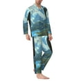 thumbnail image 2 of Picia Majestic Eagle Over Castle Pattern Men’s Long-Sleeve Sleepwear Set - Soft 2-Piece Loungewear with Pockets, Comfy PJs for Relaxing Nights-Medium, 2 of 7