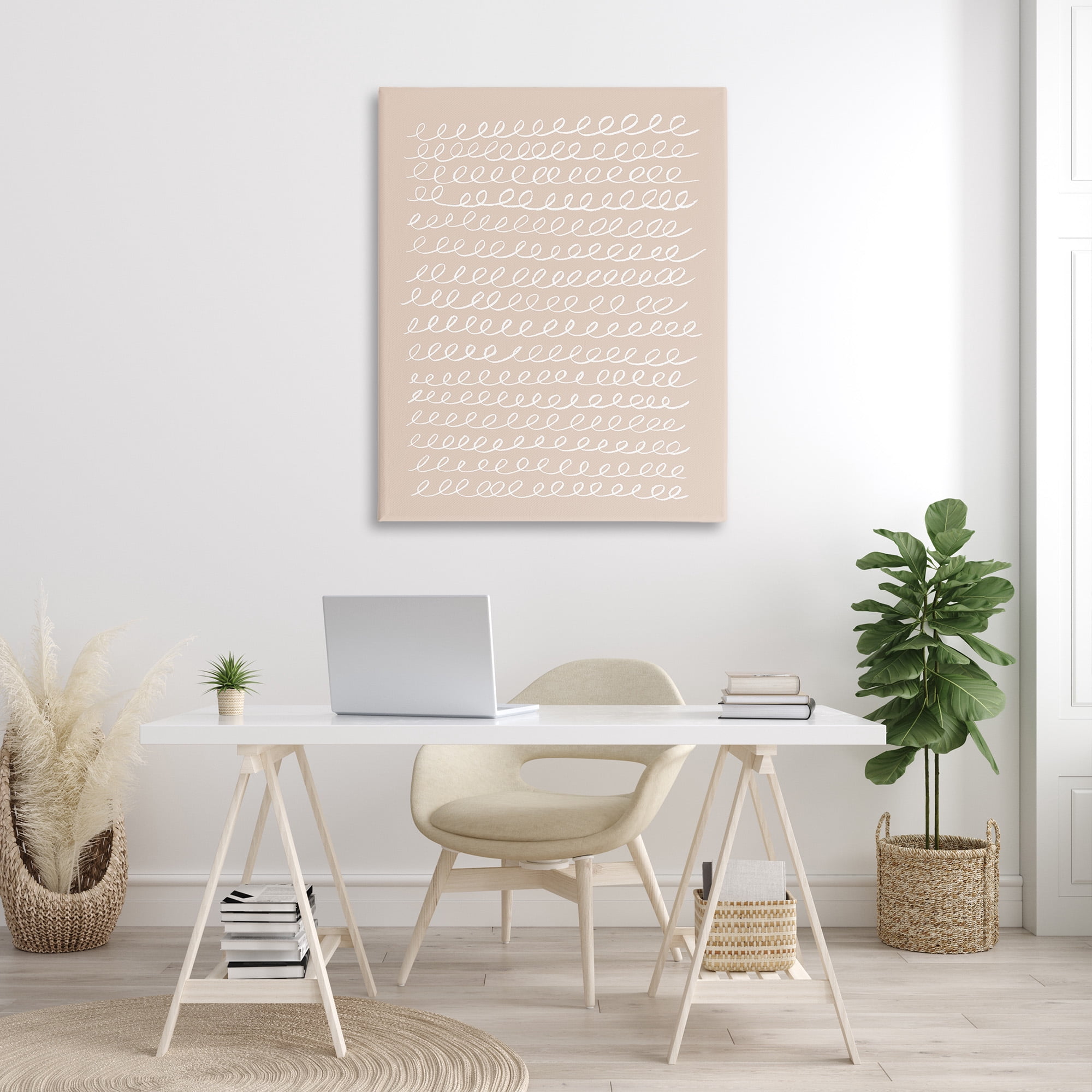 Stupell Industries Modern Beige Squiggle Abstract Painting Gallery Wrapped Canvas Art Print Wall Art, 36 x 48