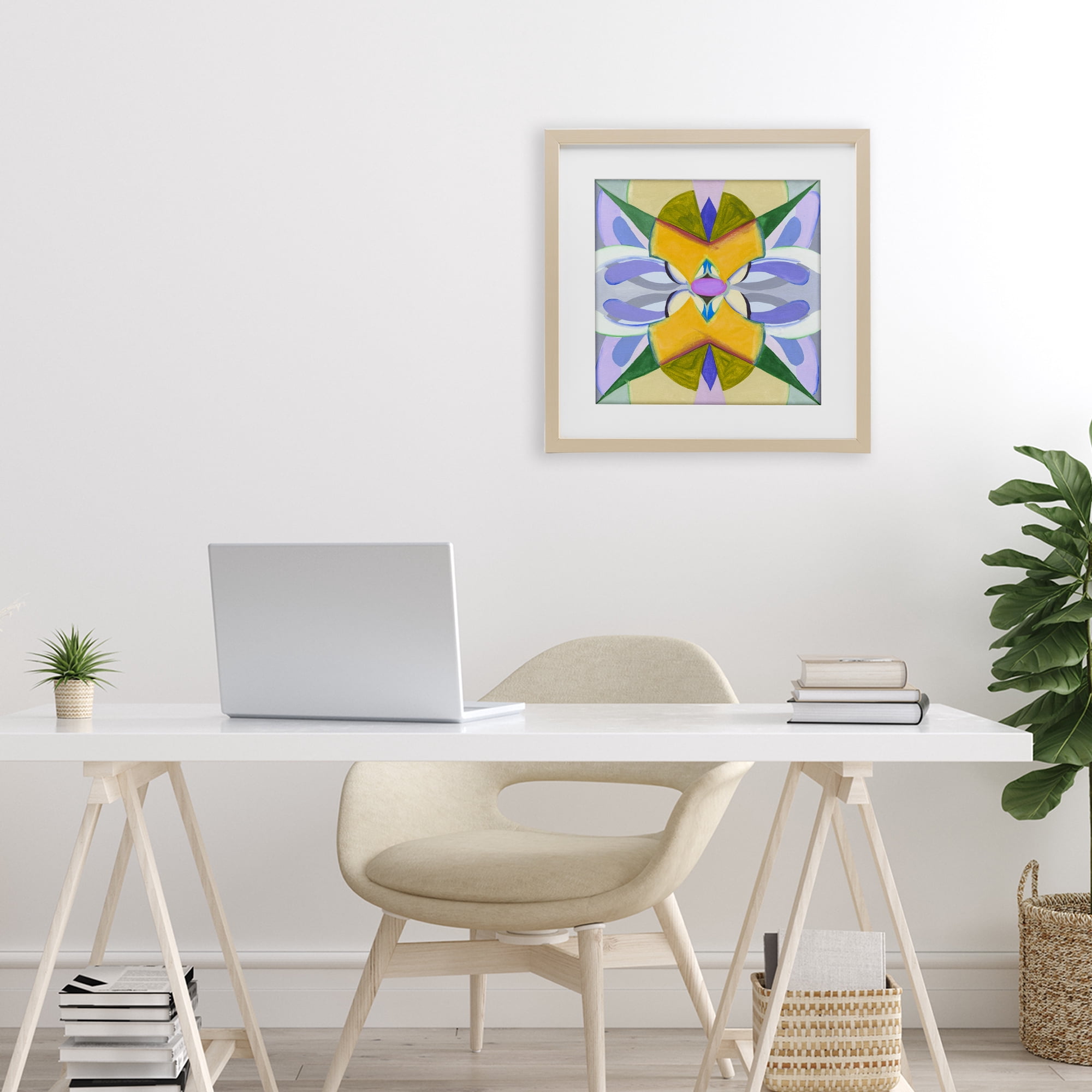 Stupell Industries Revival Kaleidoscope Symmetry Birch Framed Print Under Glass, design by Melissa Wang