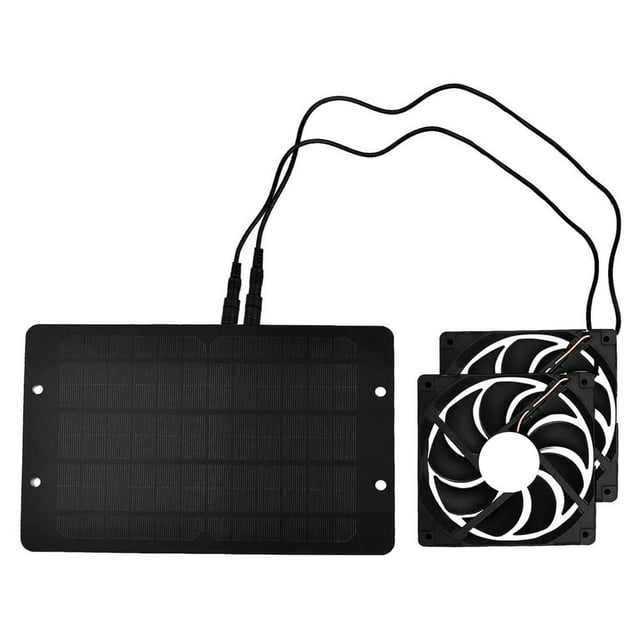 MesaSe Solar Panel Fan Kit 10w Powered Double Fan Outdoor Waterproof Portable Chicken Coops Shed Pet House