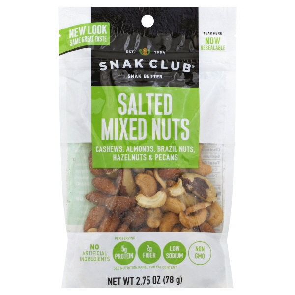 Snak Club Salted Mixed Nuts, 2.75 oz