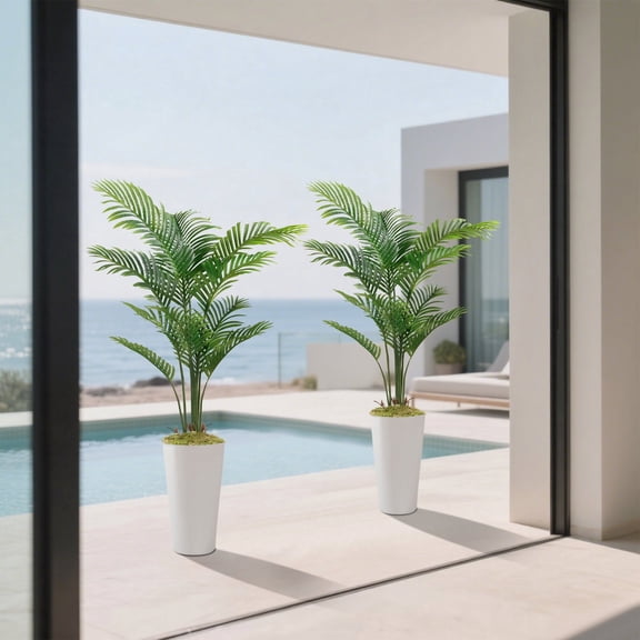 OLIVIVI Faux Palm Tree 5FT Tall Artificial Silk Plant for Home Office Decor Indoor Outdoor Fake Lifelike Potted Tree with Wood Branches 1 pack