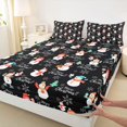 thumbnail image 3 of Homewish Cute Snowman King Sheet Set (4-Piece) Christmas Black White Red Decor For Boys Girls, 3 of 7