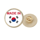 thumbnail image 1 of en corea del sur, país de amor Broche de oro metálico circular, 1 of 3