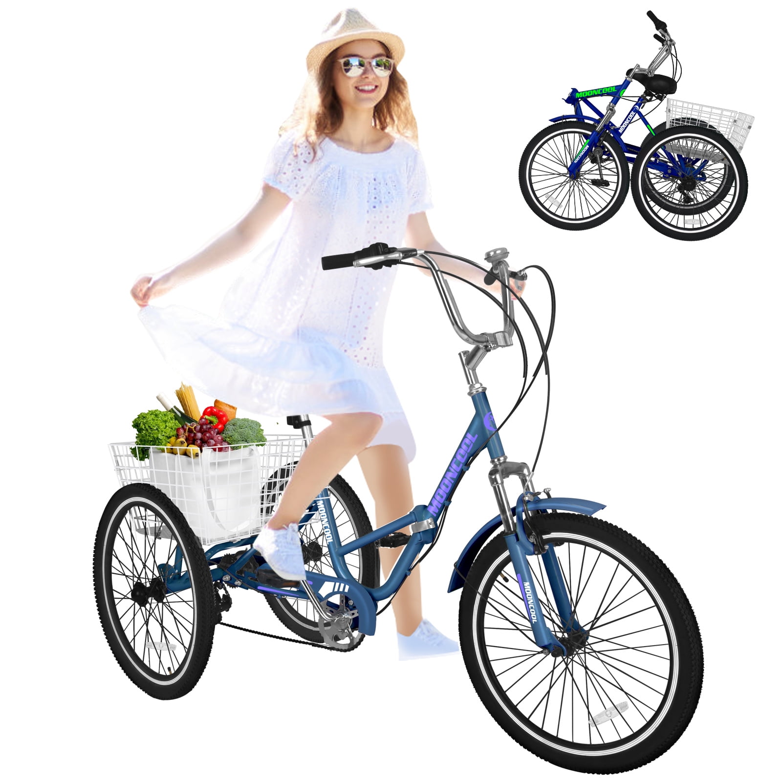 MOONCOOL Adult Folding Tricycle for Adults, 7 Speed 20/24/26 inch 3