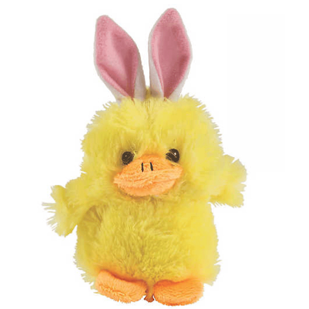 Boston Novelties Easter Yellow Plush Duck with Bunny Ears Stuffed