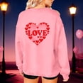 thumbnail image 3 of Womens Valentines Oversized Sweatshirt Long Sleeve Heart Love Graphic Shirts Crewneck Cute Pullover Sweater Tops, L Pink, 3 of 7