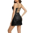 thumbnail image 5 of Sequin Slip Dress, Sleeveless Slit Maxi Dress with Thin Straps, Glamorous Party Dress for New Year's Eve, Clubs, and Evening Galas Black L, 5 of 5