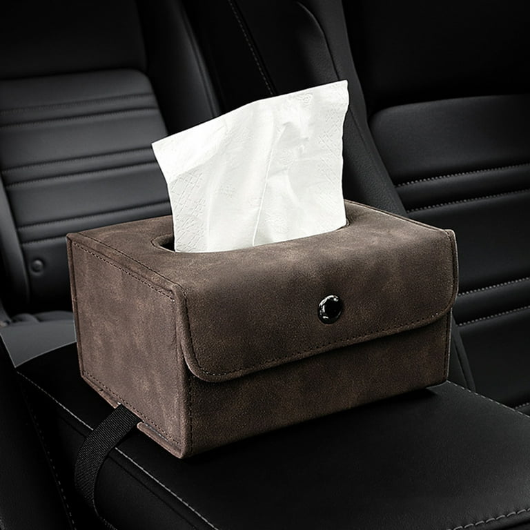 Creative Camellia Flower Leather Car Tissue Paper Towel Bag Auto