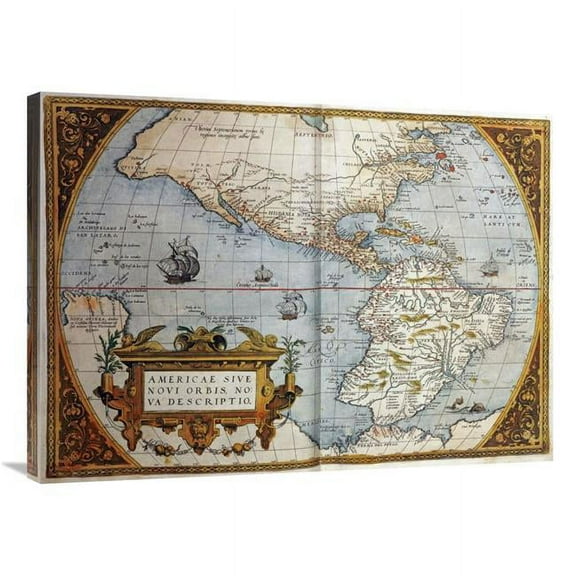 36 in. Map of America from Theatrum Orbis Terrarum Art Print - Abraham Ortelius