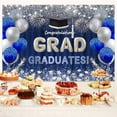 thumbnail image 4 of Silver Blue Graduation Backdrop, Sparkling Balloon Fireworks Bachelor Cap Class of 2025 Congrats Grad Photography Background, Congrats Grad Prom Party Decor Sign Supply Photo Studio Props 8x6ft, 4 of 5