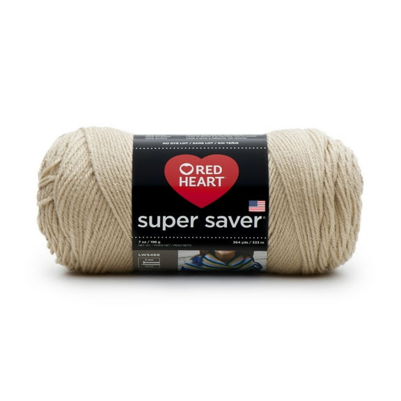 Red Heart Super Saver Buff Yarn - 3 Pack of 198g/7oz - Acrylic - 4 Medium (Worsted) - 364 Yards - Knitting/Crochet