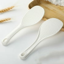 Nonstick Plastic Rice Paddle with Textured Handle | Easy to Clean & Heat Tolerant | Comfort Grip Serving Spoon for Rice Cooker & Kitchen Cooking Utensils | 2-Pack