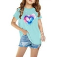 thumbnail image 2 of WRKEKC Girls T-Shirts, Summer Tops for Girls, Girls' Summer Casual Comfortable Heart Print Round Neck Short Sleeve Soft T-Shirts, 2 of 5