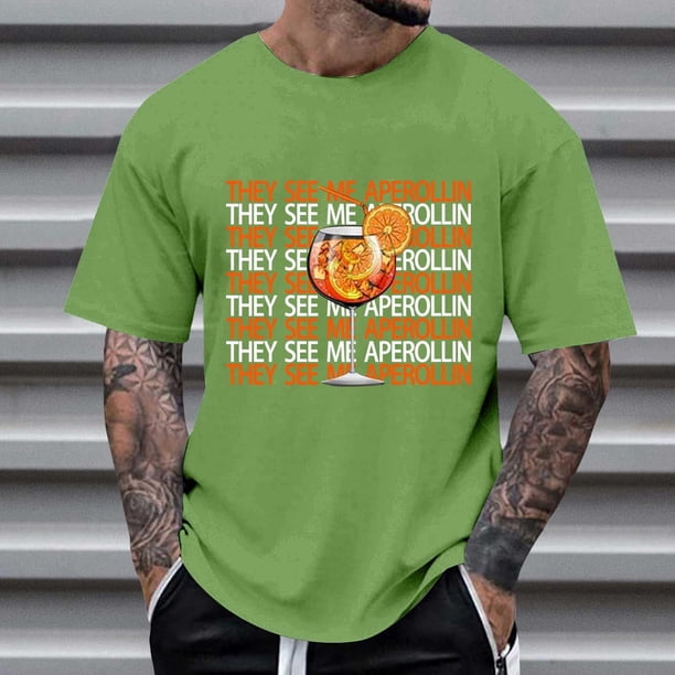 Ceisia Men's Tshirt Loose Fit Short Sleeve Vintage Graphic Letter Print Summer Fall Tee Tops Oversized Streetwear Green XL Gifts