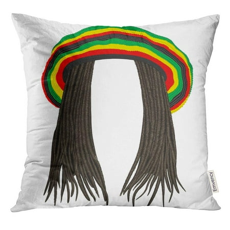 - ARHOME Colorful Rastafarian Jamaican Rasta Hat Hair Dreadlocks Reggae Funny Avatar Wig Pillow Case 16x16 Inches Pillowcase